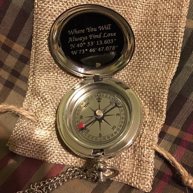 custom silver compass