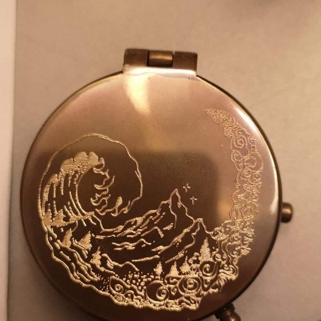 wave engraved custom compass
