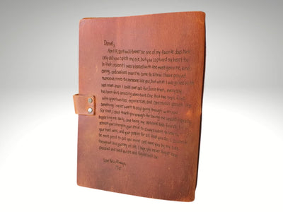 engraved leather notebook