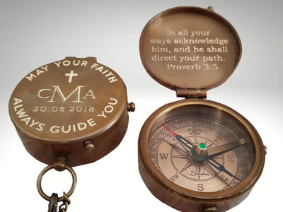 custom engraved baptism compass