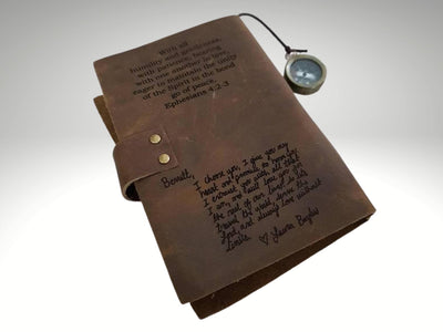 engraved leather journal