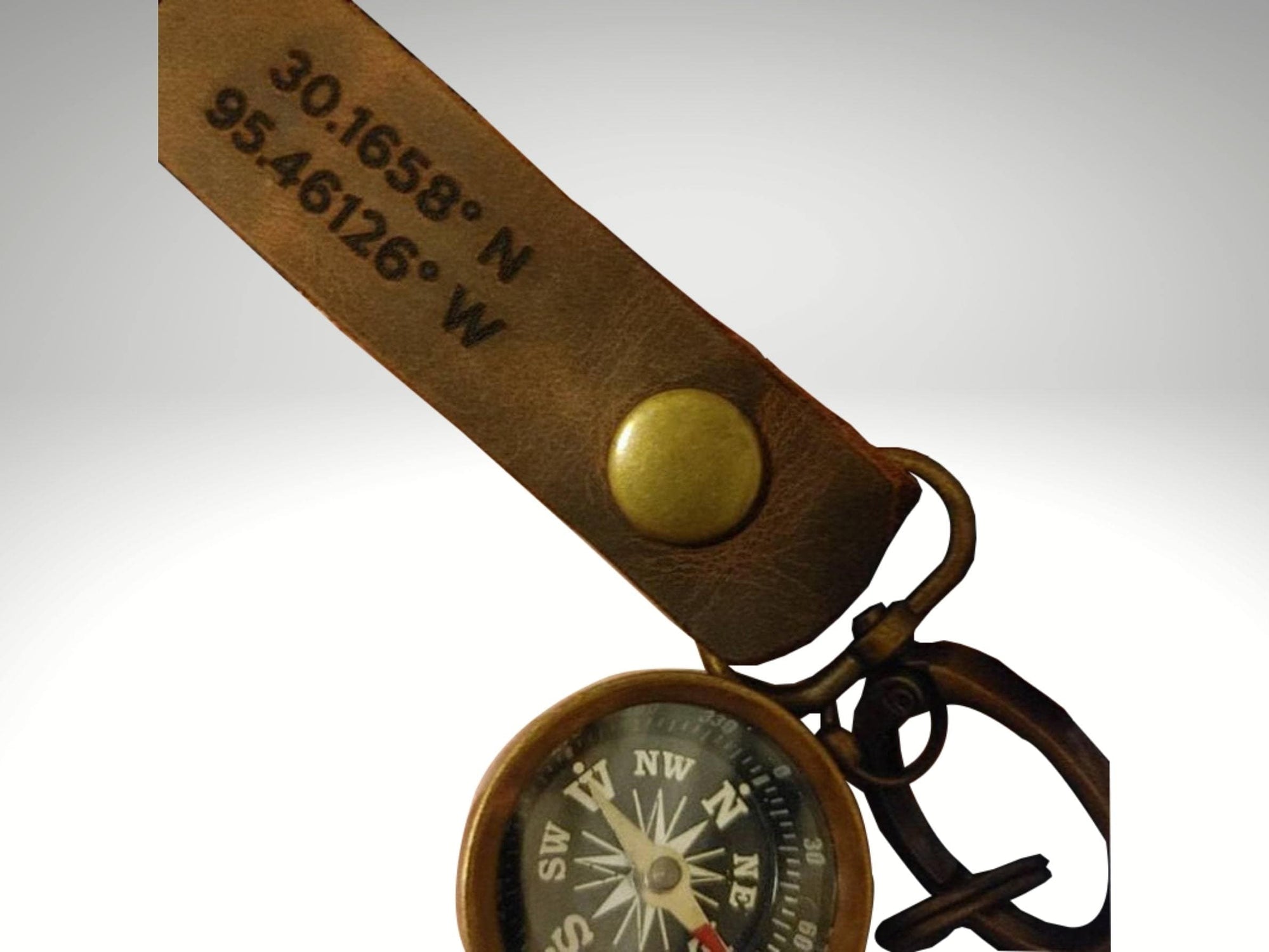 Engraved Compass Clip Keychain