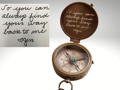 own handwriting engraved compass gift