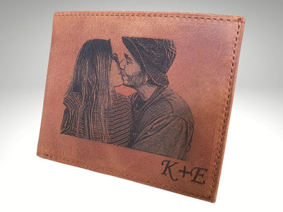 custom mens genuine leather photo wallet