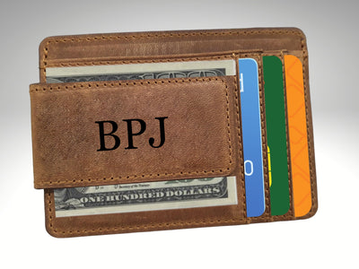 personalized leather money clip magneticcustom money clip wallet for men