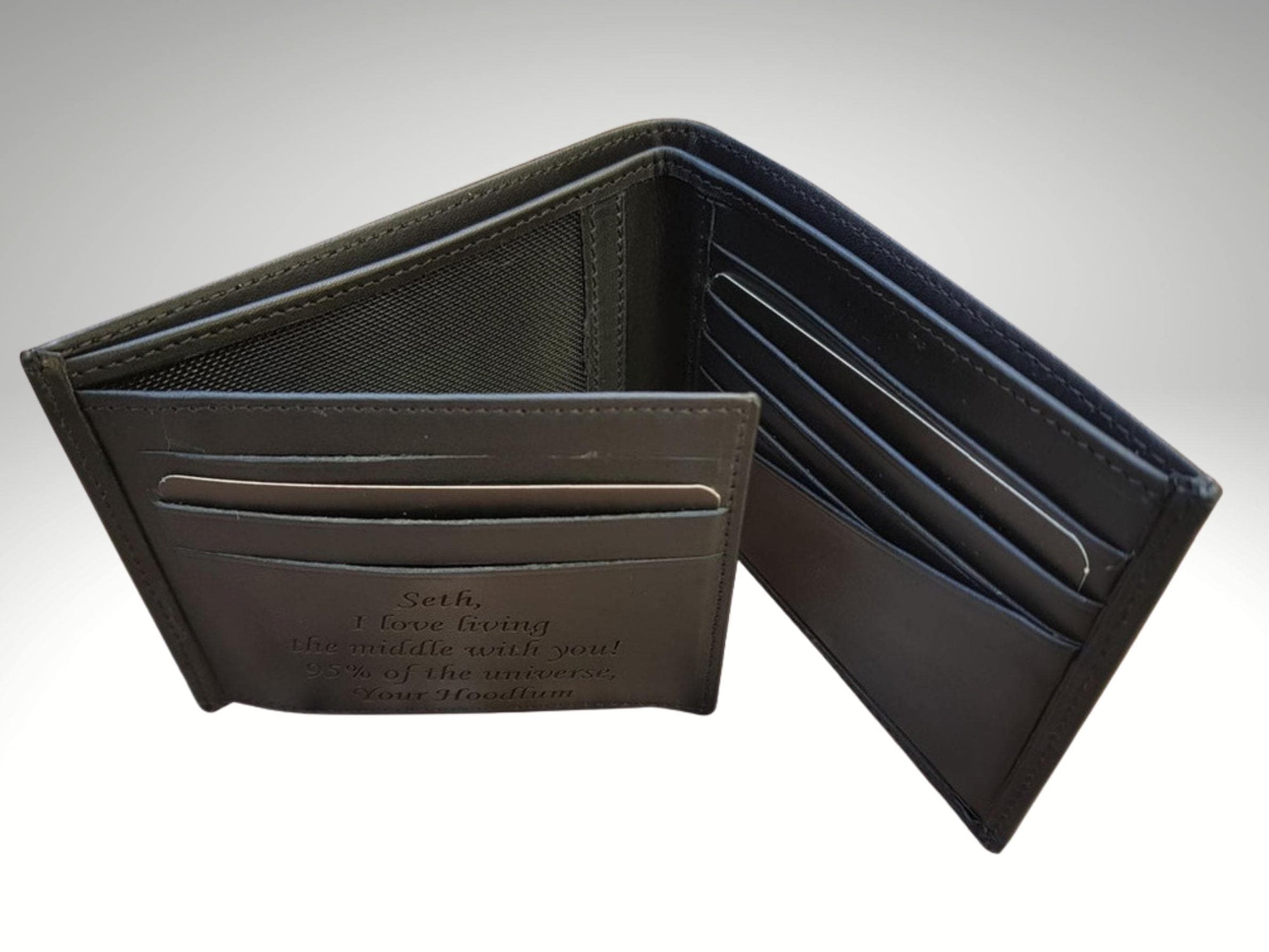 Men's Custom Engraved Gray Faux Leather Wallet - Modern Serif Monogram –  Vispro Designs